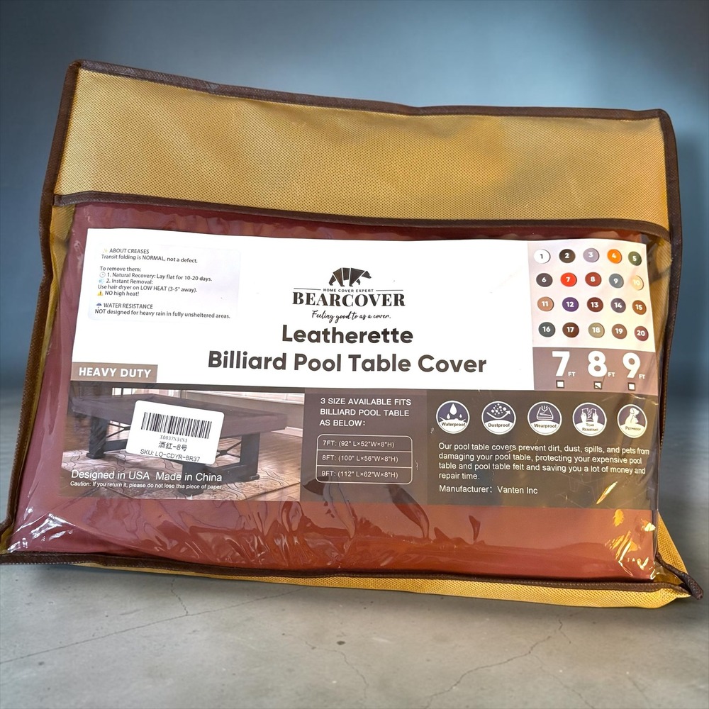 Bearcover 8ft Leatherette Billiard Pool Table Cover Heavy Duty Deep Burgundy